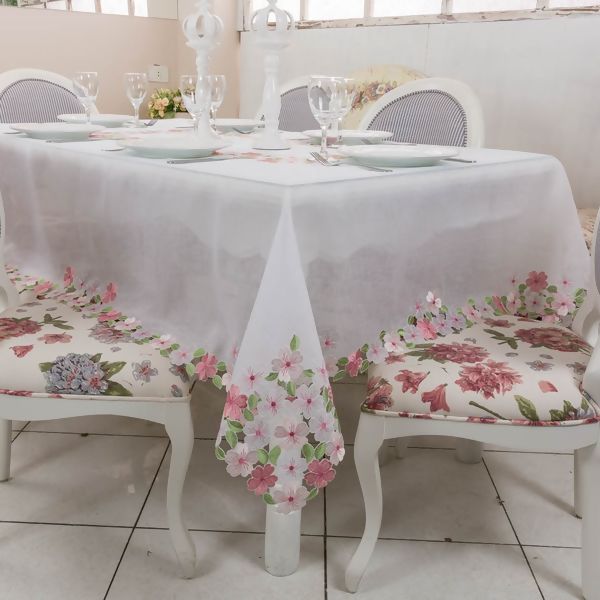 Toalha de Mesa Clássica Bordada Jardim 170 x 220 cms - Argivai