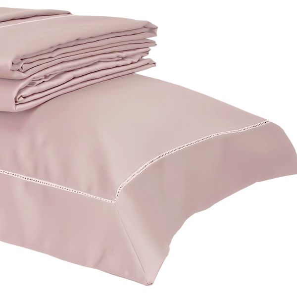 Jogo de Cama Ponto Ajour 400 Fios Rosê Casal - Artelassê