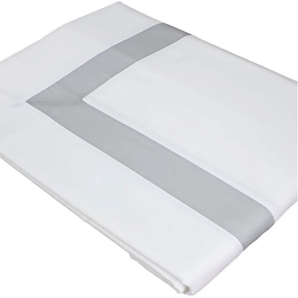 Duvet Capa de Edredom 300 Fios Turin Branco/ Cinza Queen - Artelassê
