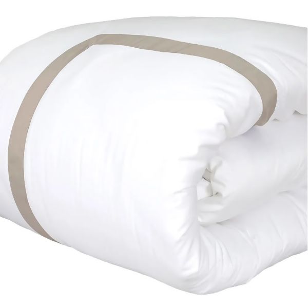 Duvet Capa de Edredom 300 Fios Turin Branco/ Kaki Areia - Artelassê