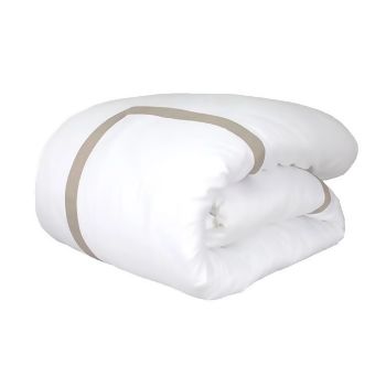 Duvet Capa de Edredom 300 Fios Turin Branco/ Kaki Areia - Artelassê