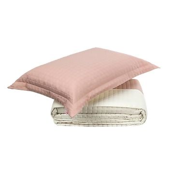 Cobre Leito / Colcha Plaza Microfibra Rosê com Palha Super King 3pç - Lavive