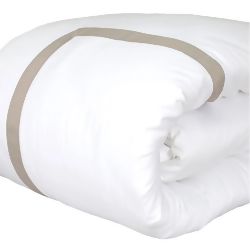 Duvet Capa de Edredom 300 Fios Turin Branco/ Kaki Areia - Artelassê