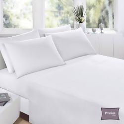 Jogo de Cama 100% Algodão Branco Solteiro 3pc - Premium Plus
